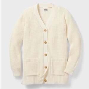 Ivory Waffle Knit Cardigan